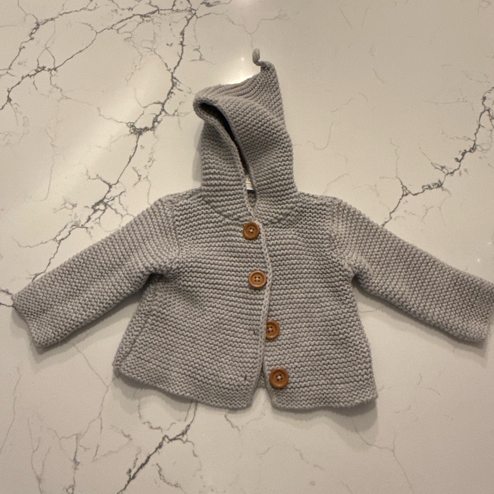 Nordstrom Baby Gray Knit Sweater with Wooden Buttons